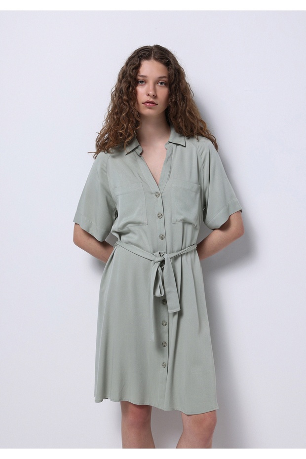 Regular Fit Women's Green Dress