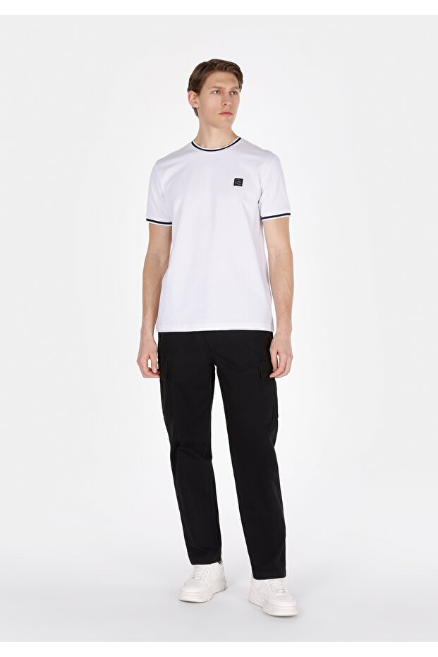 Regular Fit Mid Waist Straight Leg Men's Black Trousers