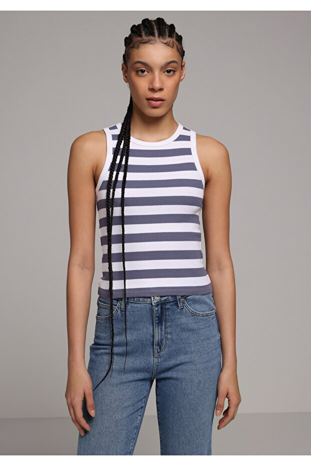 Slim Fit Women's Blue Tank Top
