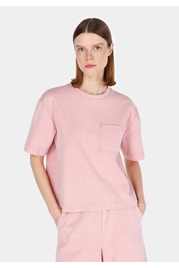 Regular Fit Round Neck Plain Women's Pink Short Sleeve T-Shirt