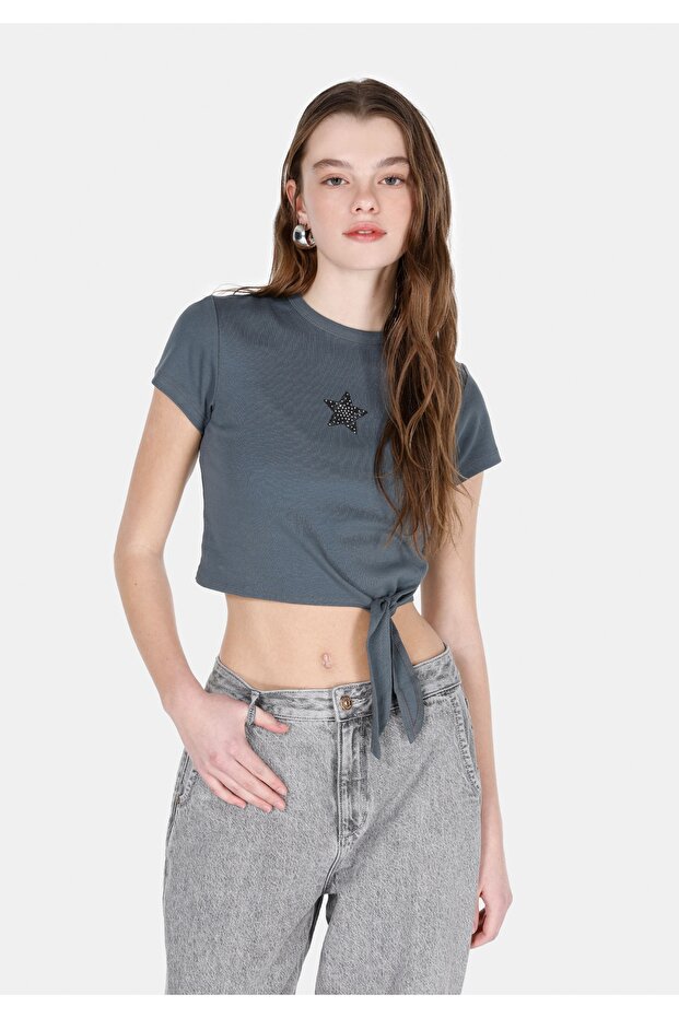Slim Fit Women's Anthracite Short Sleeve T-Shirt
