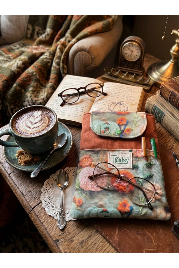 Autumn Pumpkin Patterned Book Cover Stylish and Book Protective Cover with Pocket Gift 19X25 cm