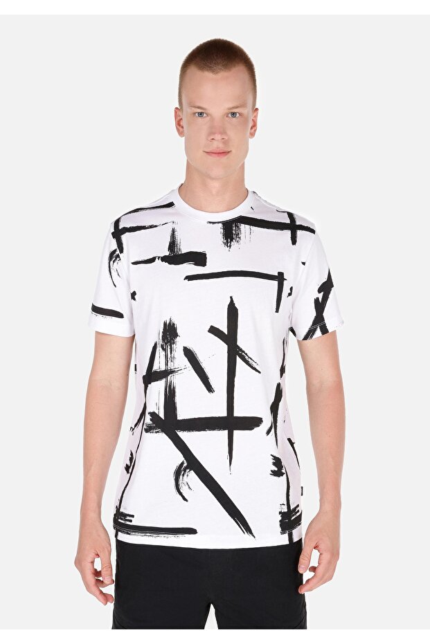 Regular Fit Round Neck Men's White Short Sleeve T-Shirt