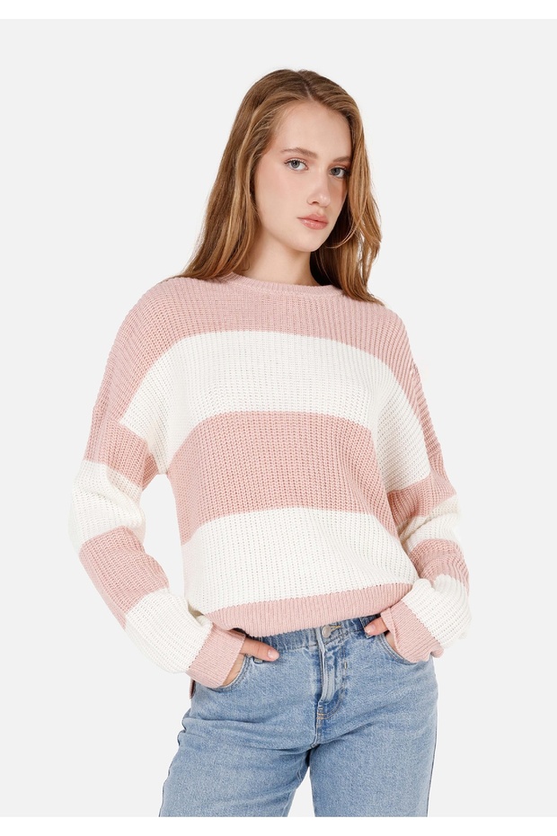 Regular Fit Round Neck Women's Pink Sweater