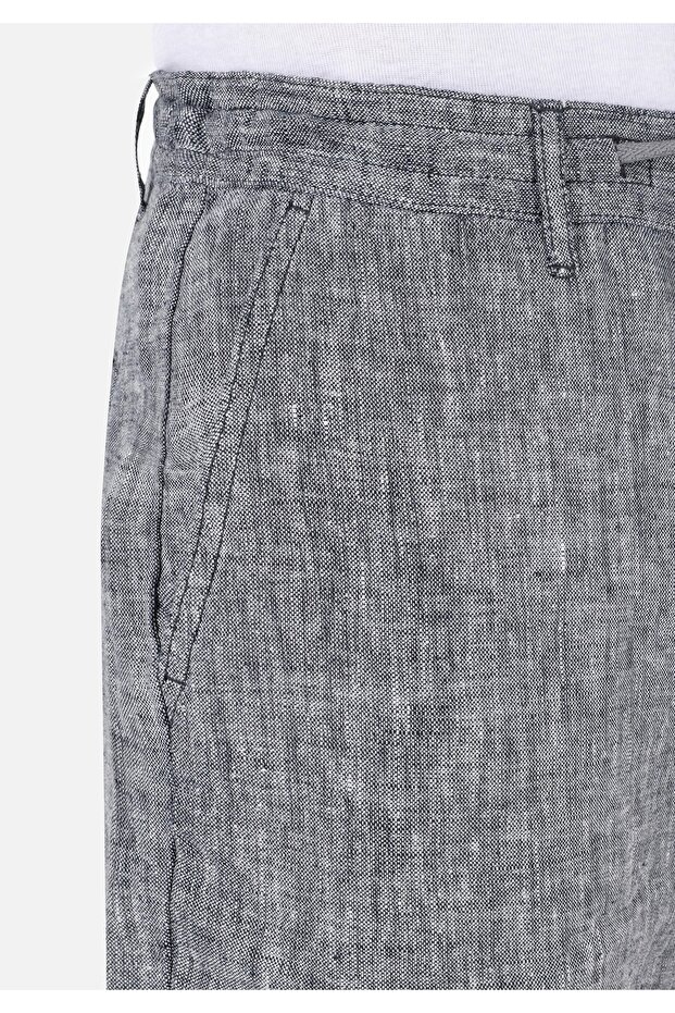 Regular Fit Cepsiz Orta Bel Düz Erkek Gri Şort - 5