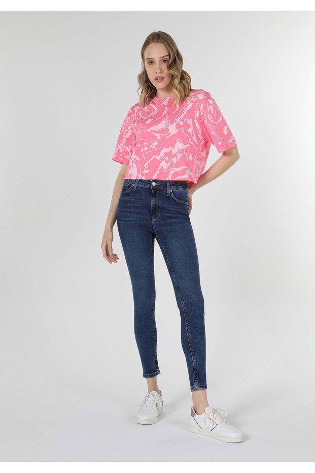 Super Slim Fit Mid Waist Narrow Leg Women's Denim Jean Trousers