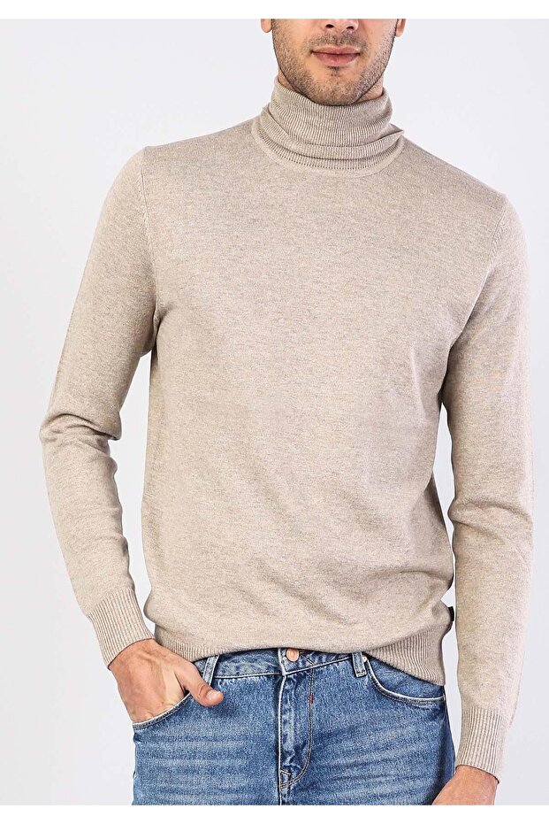 Slim Fit Fisherman Men's Beige Sweatshirt Cl1023624