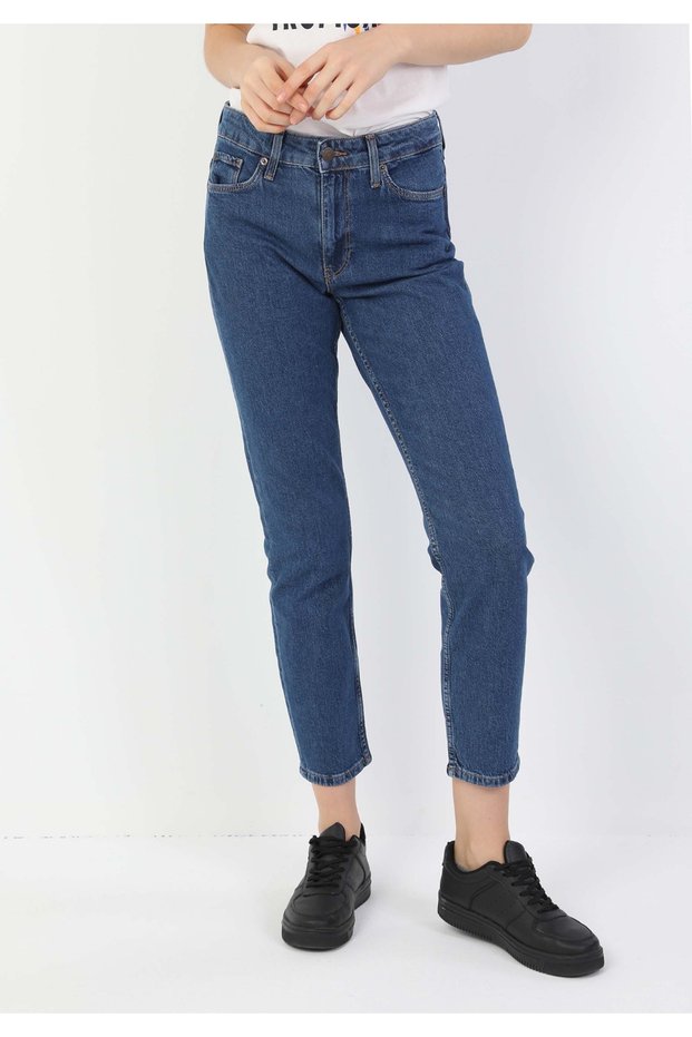 891 Maya Mid Waist Shrinkable Leg Slim Fit Blue Women's Jean Trousers Cl1049739