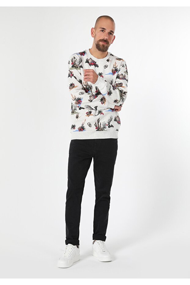 Regular Fit Men's White Sweatshirt