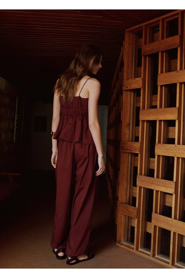 Elastik belli balon tarz pantolon - 4