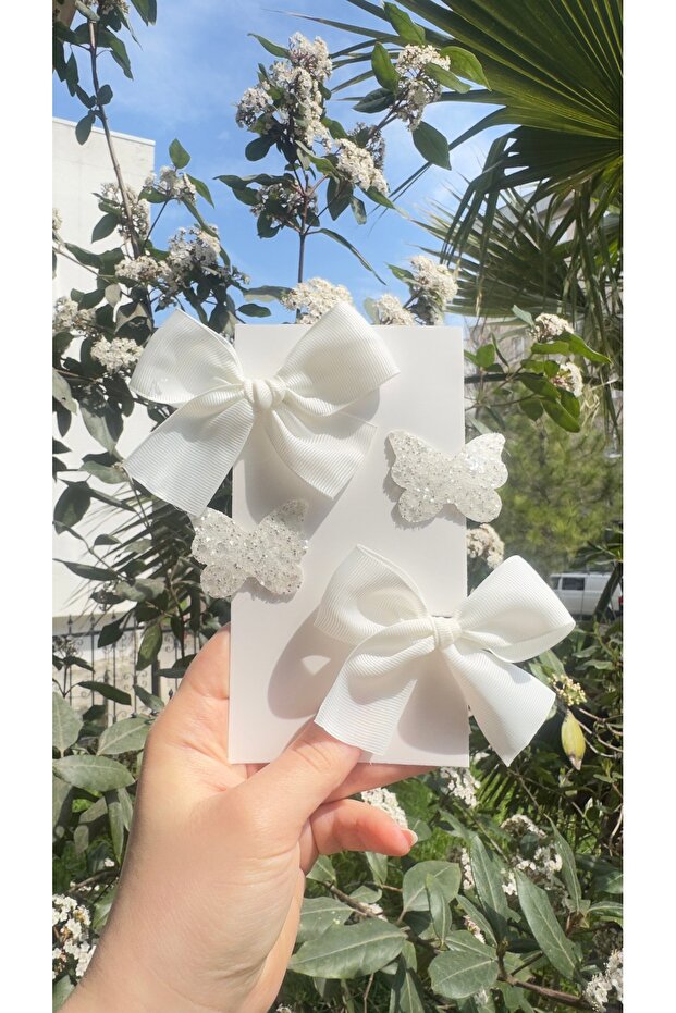 Clara White Clip Buckle Set (5/3 cm Metal Buckle)