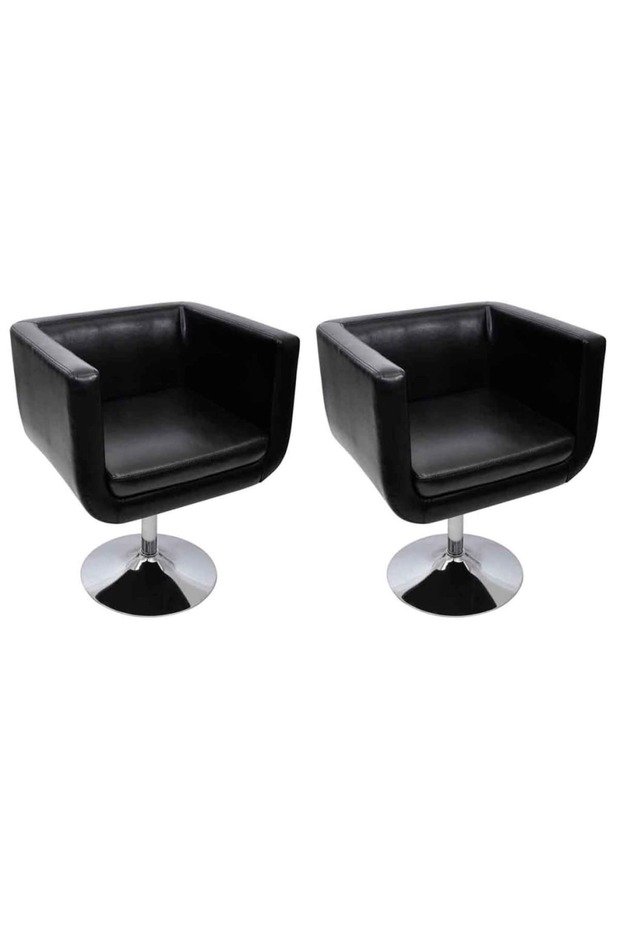 Scaune de bar, 2 buc., piele artificială, negru - 1