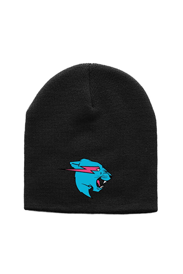 Mr Beast Logo Siyah Örme Bere - 1