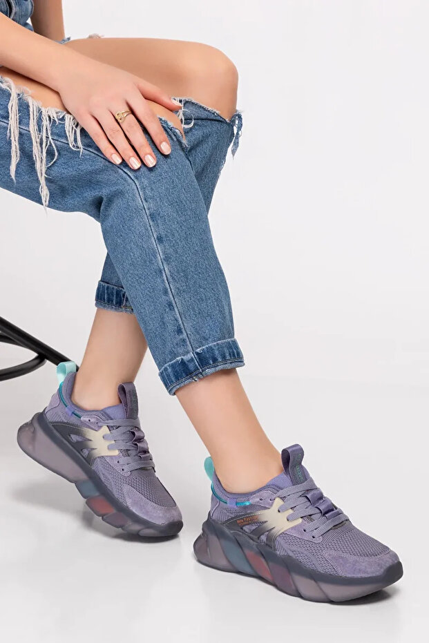 Transparent Sole Imported Genuine Leather Women's High Sole Sneakers