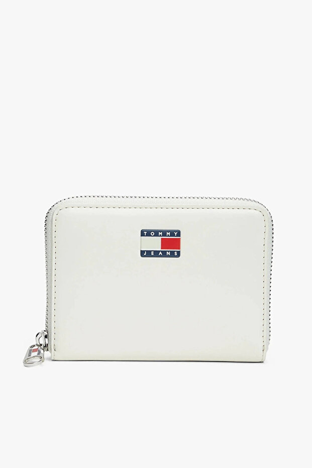 Tjw Must Medium Size Zippered Women's White Wallet Aw0Aw18090Ybi