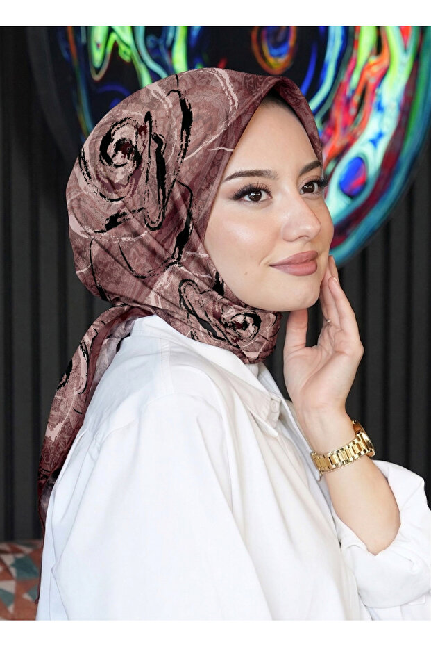 وشاح ناعم بنمط الورد قطن