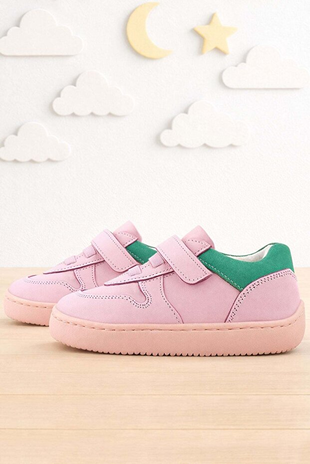 Bob Genuine Leather Pink Green Barefoot Velcro Elastic Baby Sneakers Shoes