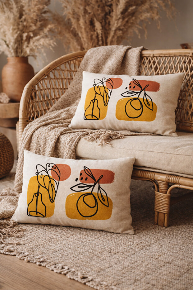 Simple Modern Designed Flowers Patterned 2-Piece Rectangular Throw Pillow Cover - 4