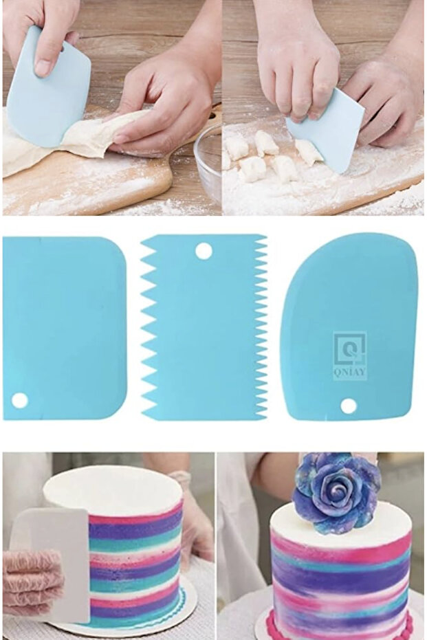 Pastry Cake Decoration Dough Scraping Kitchen Spatula Plastic Set 3 Pieces