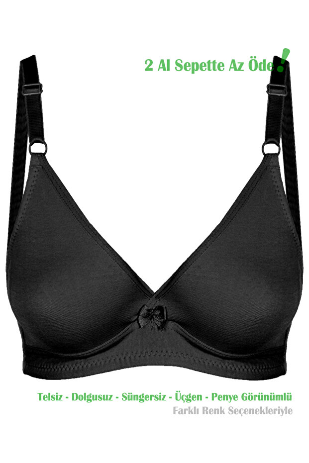 Women's Black Basic Triangle Combed Bra