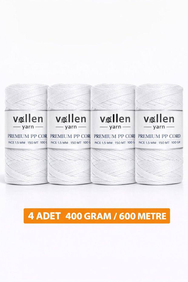 600m Polyester Macrame Rope, Bracelet Rope, Bag Rope, Bracelet Rope, macrame, white 1.5mm-400gr