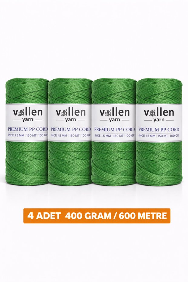 600m Polyester Macrame Rope, Bracelet Rope, Bag Rope, Bracelet Rope, macrame, green 1.5mm-400gr