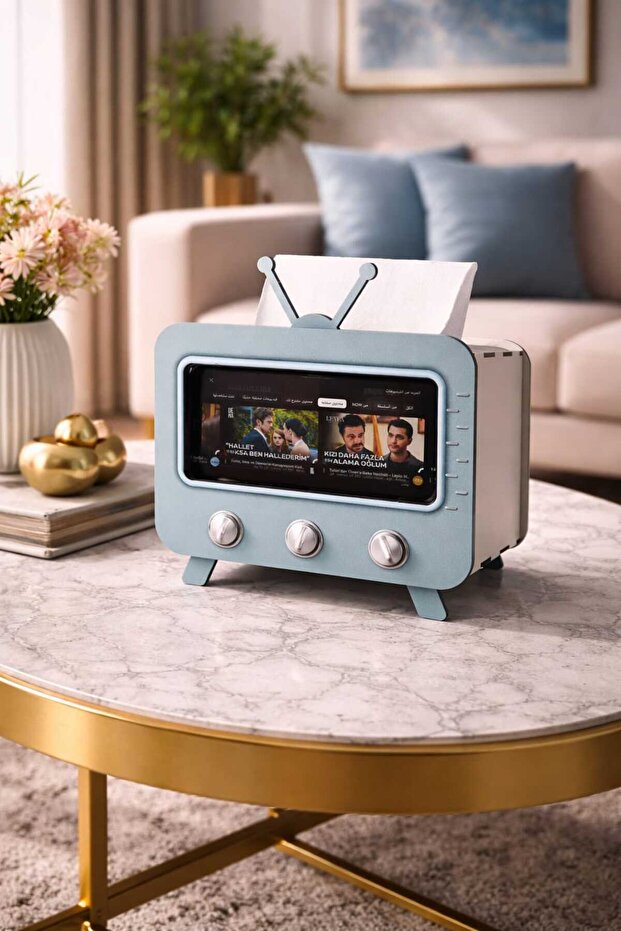 Wooden Napkin Box in the Shape of a Television