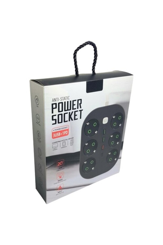 Ve-22399 - 6 Pcs 1.5 Meter Cable, Current Shielded Socket Socket 3 X Usb+Type-C - 2