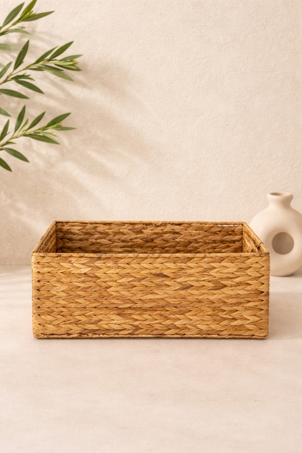 Wicker Water Hyacinth Rectangular 44X30X20Cm Organizer/Basket/Organizer