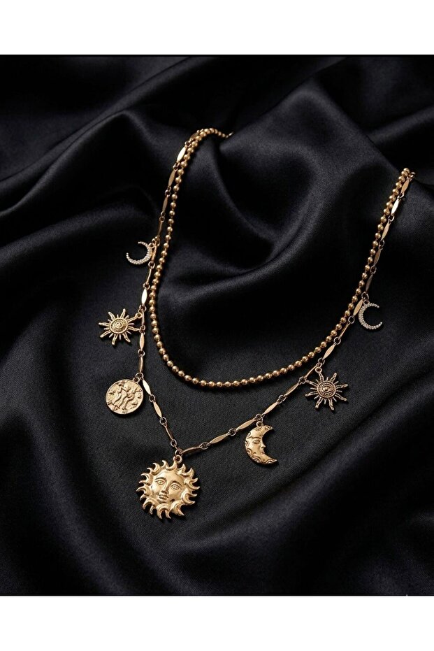 Brand Model Sun Moon Charm Necklace
