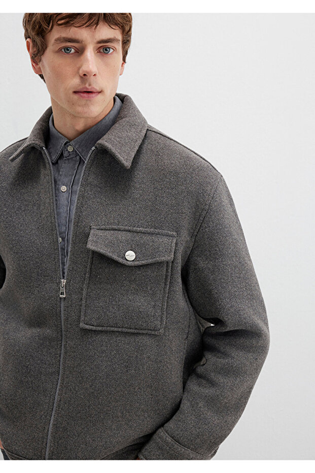 Wool Blend Gray Shirt Loose Fit / Relaxed Fit 0211804-80024