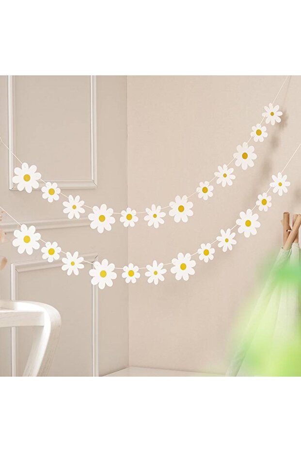 24-Piece Daisy Theme Happy Birthday Banner String Birthday Decoration Wall Decor
