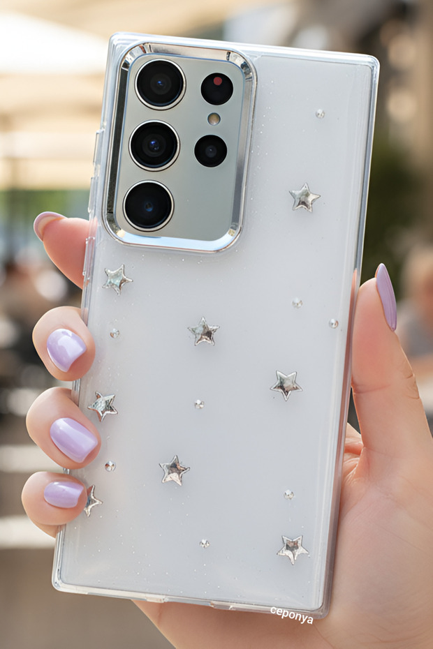 Galaxy S24 Ultra Case Airbag Design Glitter Transparent Pole Cover