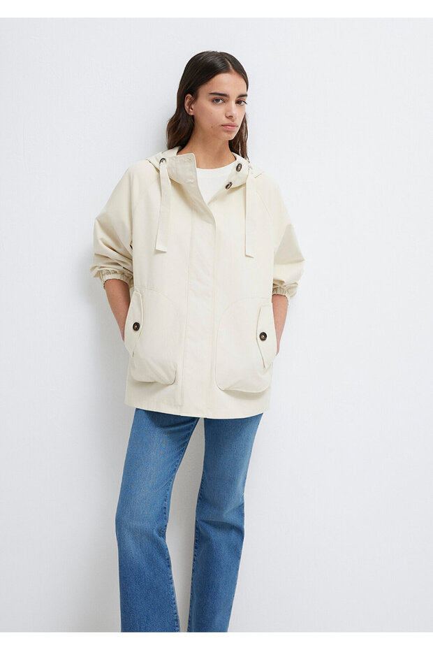 Blue Women's Hooded Jacket Sand Beige 1110014-70134