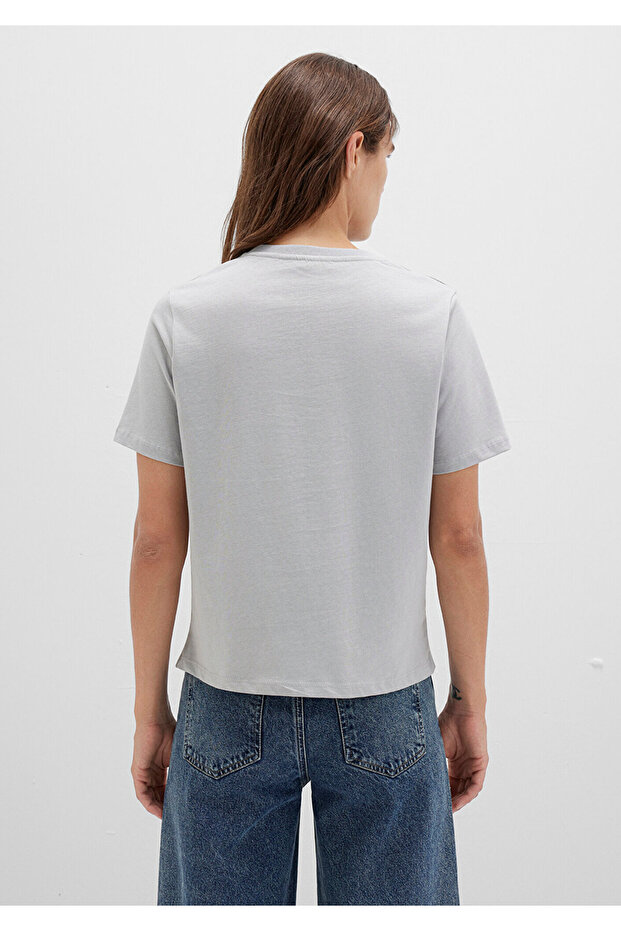 Gri Basic Tişört Regular Fit / Normal Kesim 1600965-70075 - 5