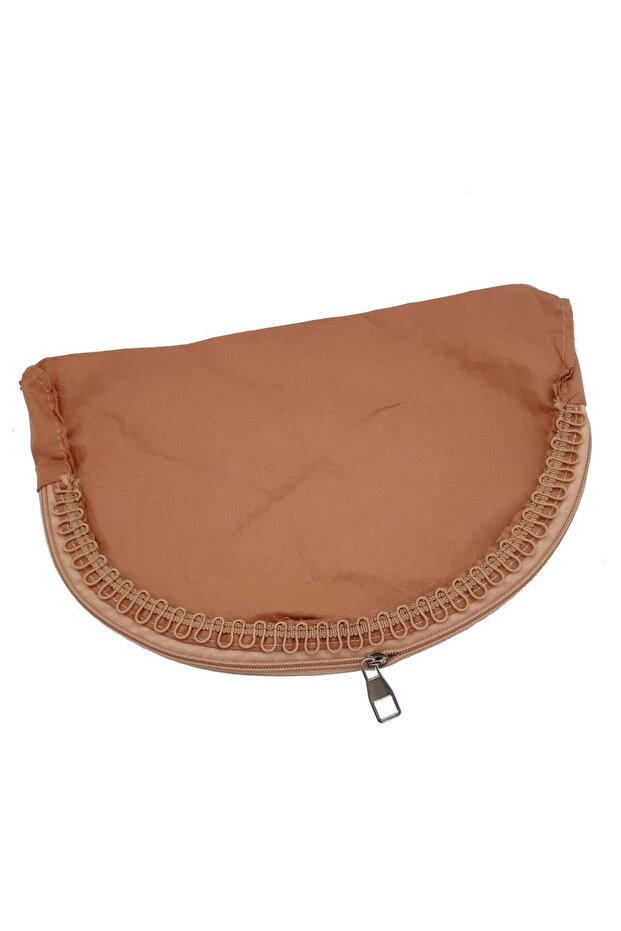 D Model 30X20 cm Sewn Zipper Lining Milk Coffee Color