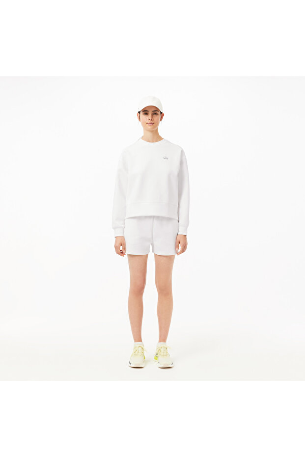 Kadın Oversize Fit Bisiklet Yaka Beyaz Sweatshirt - 5