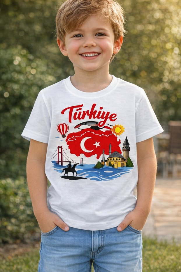 100% Cotton Unisex Turkey Printed Kids T-Shirt