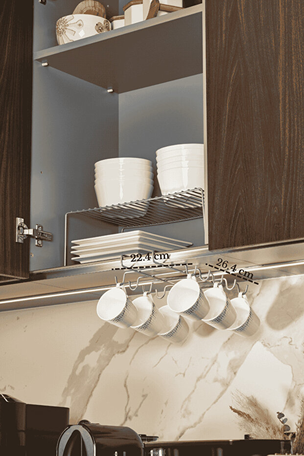Matte Silver 10-Hook Cup Hanger Rack under Shelf Mug Cup Organizer Stainless Metal