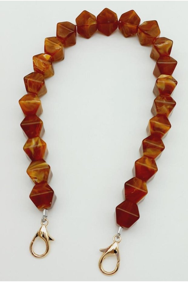 Acrylic Octagonal Beaded Amber Color 50 cm Bag Handle