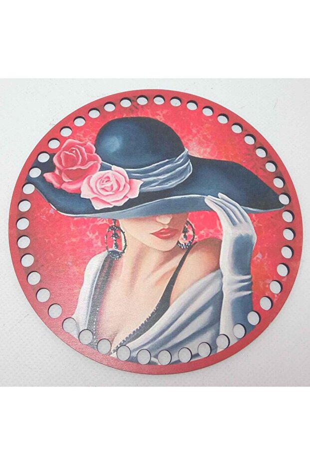 Wooden 17 cm Diameter Illustrated Plate