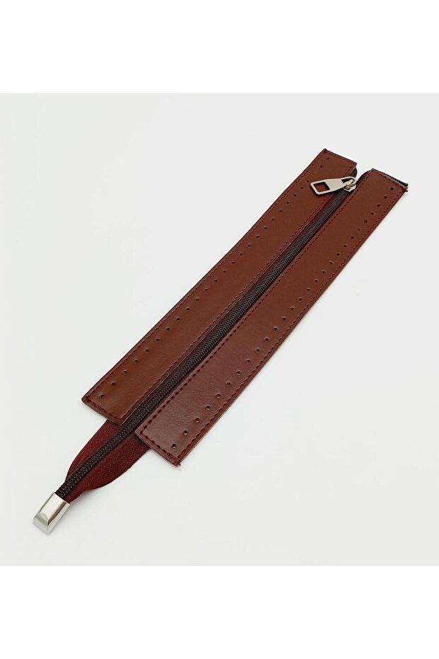 Claret Red Color 28 Cm Leather Zipper with Silver Metal