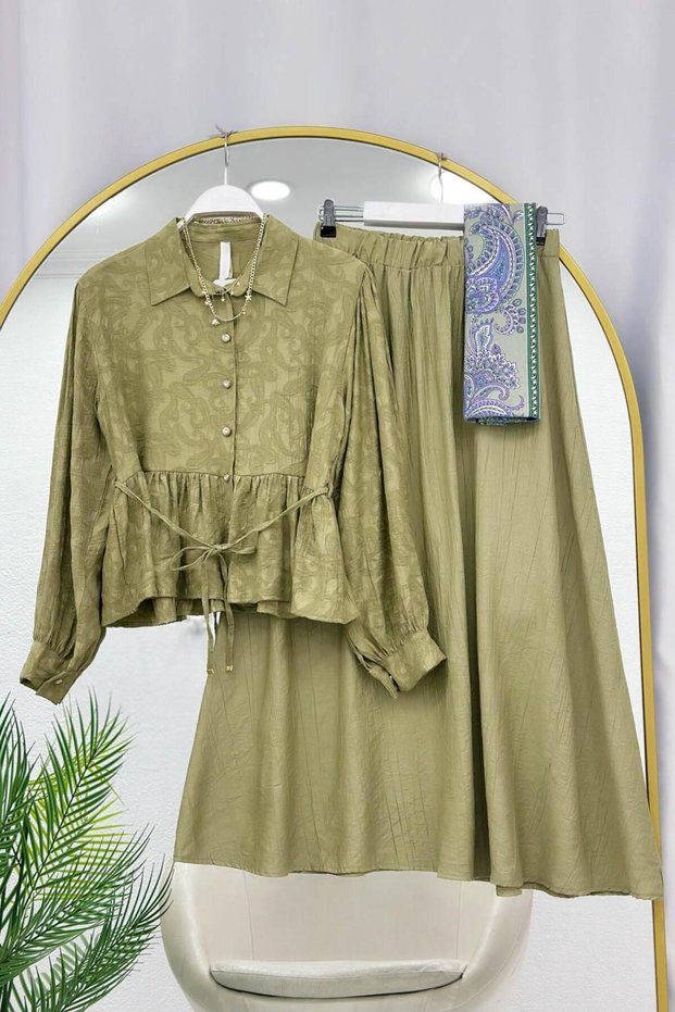 Jacquard Patterned Jacket and Skirt Set