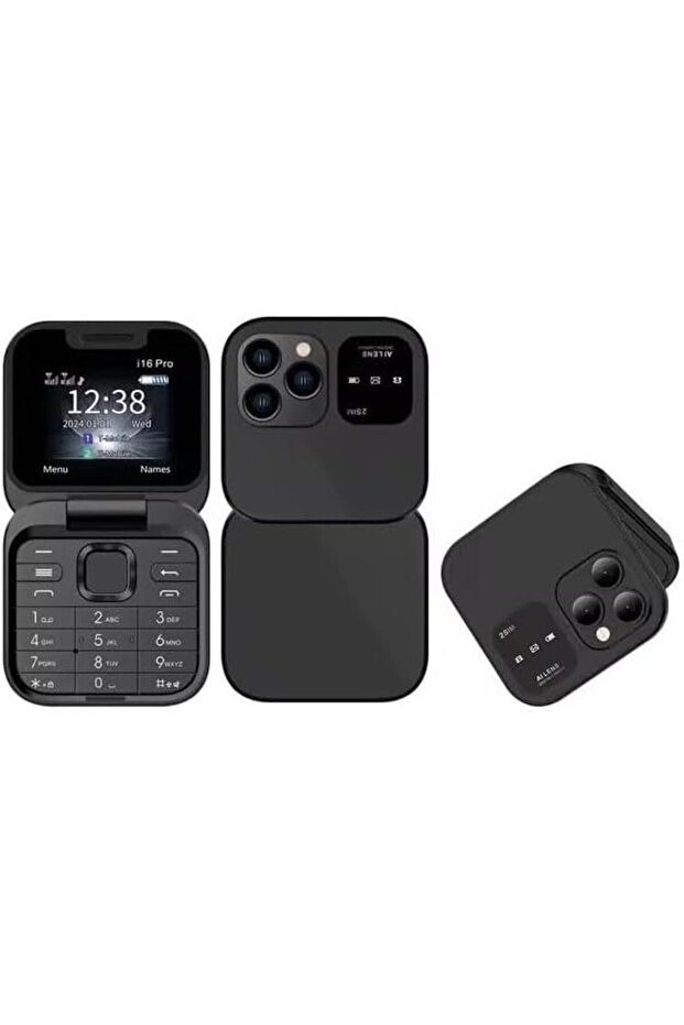 i16 Pro Flip Phone with Triple Camera, 2.4-inch Display, Dual Screen Design