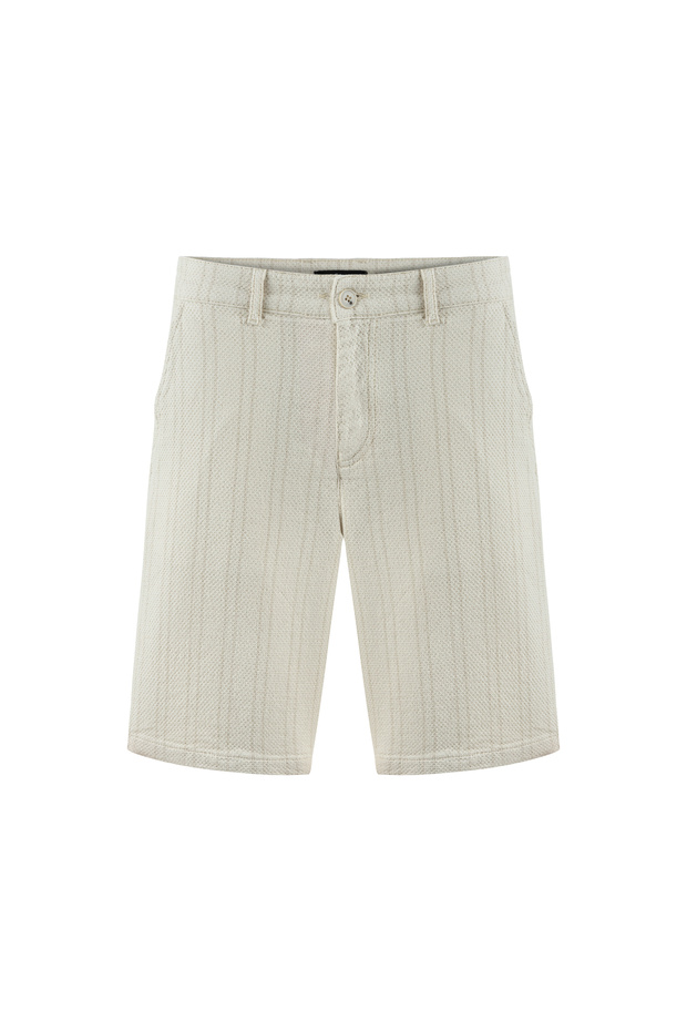 Men's Beige Striped Straight Fit Chino Shorts