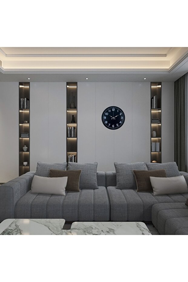 ساعة حائط حديثة سوداء مقاس 36 سم RVRYT-RS345