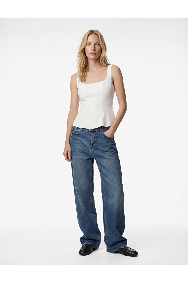 Sleeveless U-Neck Peplum Blouse