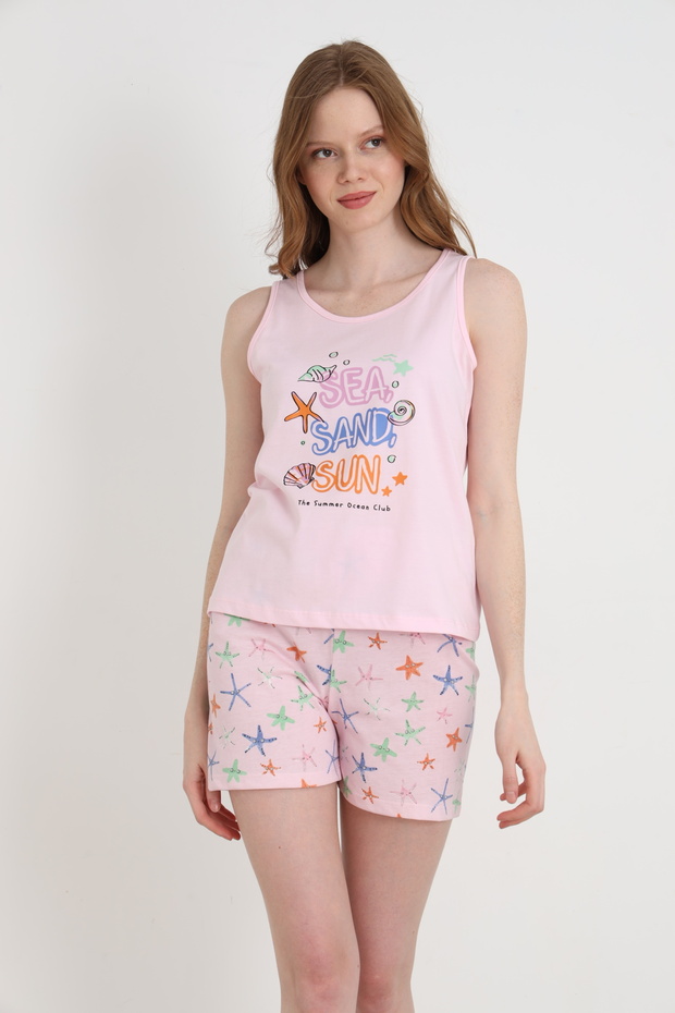 Cotton Printed Women's Strappy Shorts Set