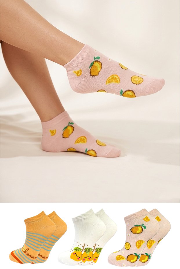 Women's Cotton Booties Socks Colorful 3-Piece Pack