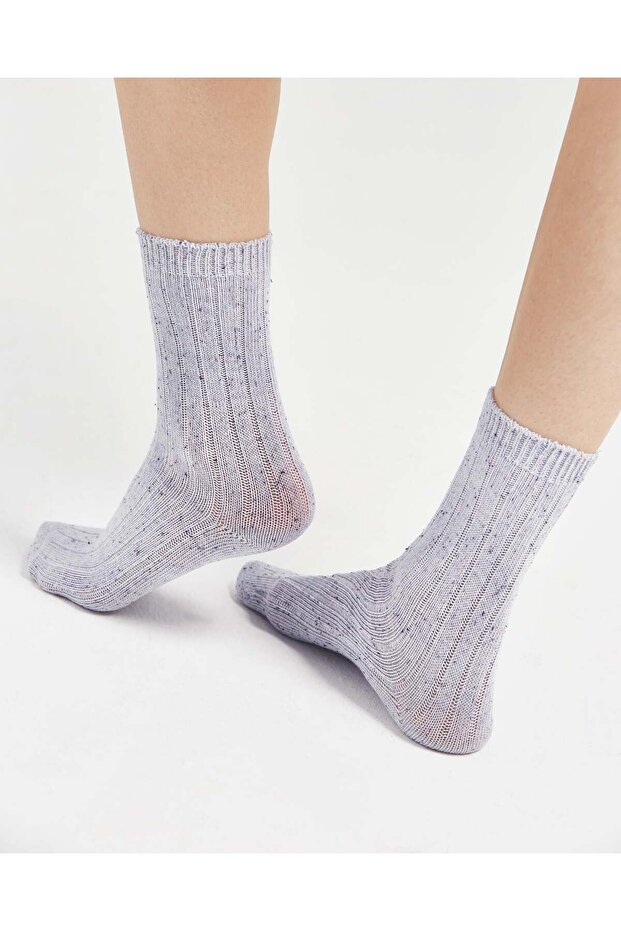 Women's Gray Winter Boot Socks Blue